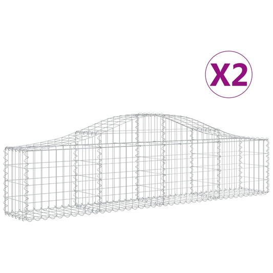 Arched Gabion Baskets 2 pcs 200x30x40/60 cm Galvanised Iron Arched Gabion Baskets 2 pcs 200x30x40/60 cm Galvanised Iron