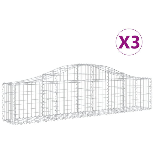 Arched Gabion Baskets 3 pcs 200x30x40/60 cm Galvanised Iron Arched Gabion Baskets 3 pcs 200x30x40/60 cm Galvanised Iron