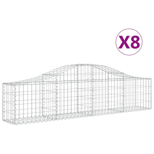 Arched Gabion Baskets 8 pcs 200x30x40/60 cm Galvanised Iron Arched Gabion Baskets 8 pcs 200x30x40/60 cm Galvanised Iron