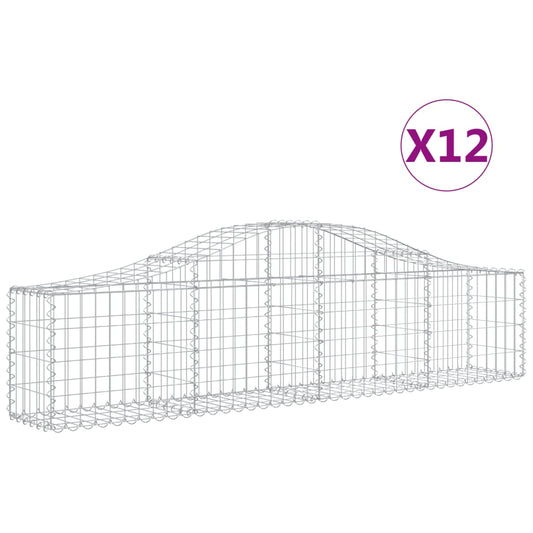Arched Gabion Baskets 12 pcs 200x30x40/60 cm Galvanised Iron Arched Gabion Baskets 12 pcs 200x30x40/60 cm Galvanised Iron
