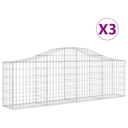 Arched Gabion Baskets 3 pcs 200x30x60/80 cm Galvanised Iron Arched Gabion Baskets 3 pcs 200x30x60/80 cm Galvanised Iron