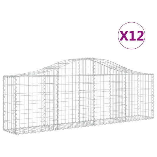 Arched Gabion Baskets 12 pcs 200x30x60/80 cm Galvanised Iron Arched Gabion Baskets 12 pcs 200x30x60/80 cm Galvanised Iron