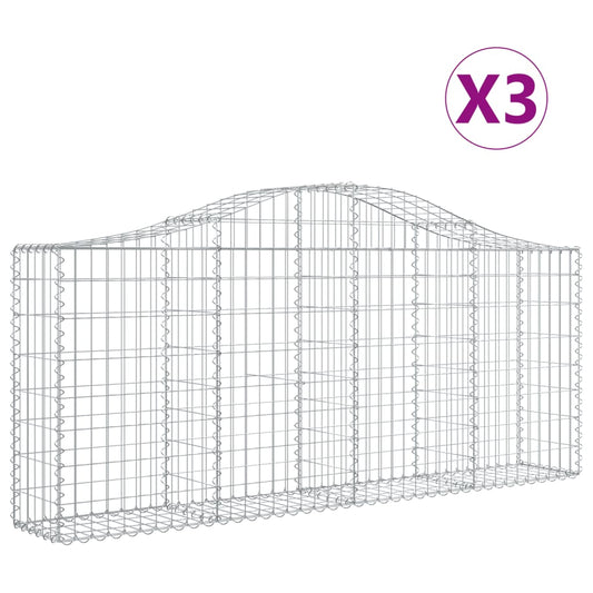 Arched Gabion Baskets 3 pcs 200x30x80/100 cm Galvanised Iron Arched Gabion Baskets 3 pcs 200x30x80/100 cm Galvanised Iron