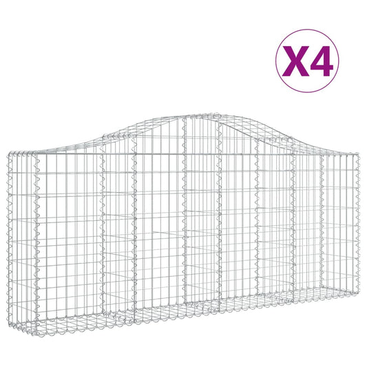 Arched Gabion Baskets 4 pcs 200x30x80/100 cm Galvanised Iron Arched Gabion Baskets 4 pcs 200x30x80/100 cm Galvanised Iron
