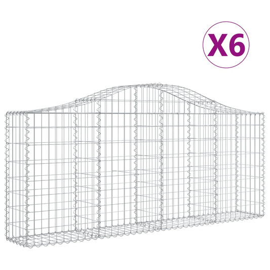 Arched Gabion Baskets 6 pcs 200x30x80/100 cm Galvanised Iron Arched Gabion Baskets 6 pcs 200x30x80/100 cm Galvanised Iron