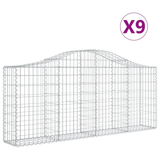Arched Gabion Baskets 9 pcs 200x30x80/100 cm Galvanised Iron Arched Gabion Baskets 9 pcs 200x30x80/100 cm Galvanised Iron