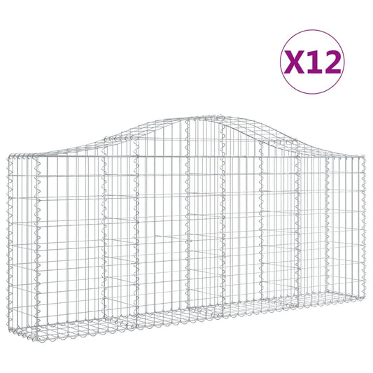 Arched Gabion Baskets 12 pcs 200x30x80/100 cm Galvanised Iron Arched Gabion Baskets 12 pcs 200x30x80/100 cm Galvanised Iron