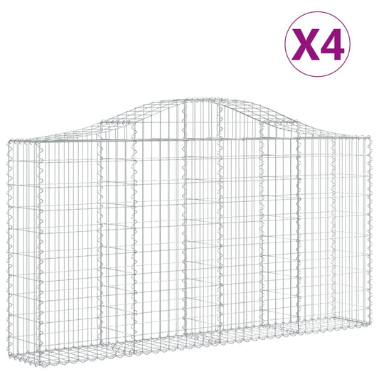 Arched Gabion Baskets 4 pcs 200x30x100/120 cm Galvanised Iron Arched Gabion Baskets 4 pcs 200x30x100/120 cm Galvanised Iron