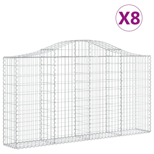 Arched Gabion Baskets 8 pcs 200x30x100/120 cm Galvanised Iron Arched Gabion Baskets 8 pcs 200x30x100/120 cm Galvanised Iron