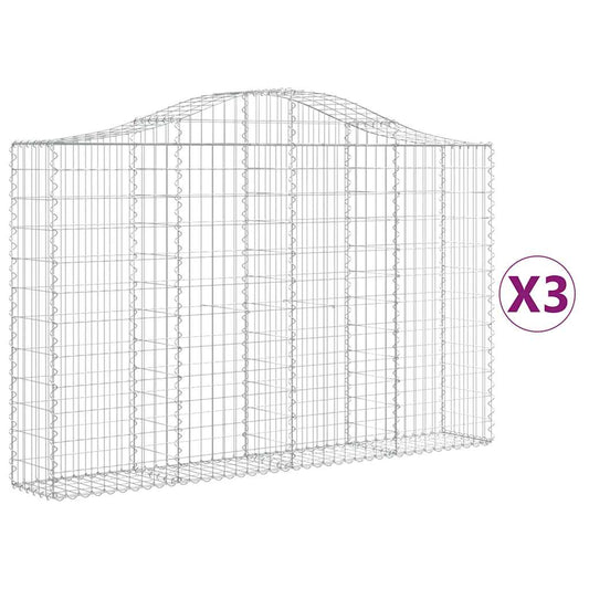Arched Gabion Baskets 3 pcs 200x30x120/140 cm Galvanised Iron Arched Gabion Baskets 3 pcs 200x30x120/140 cm Galvanised Iron