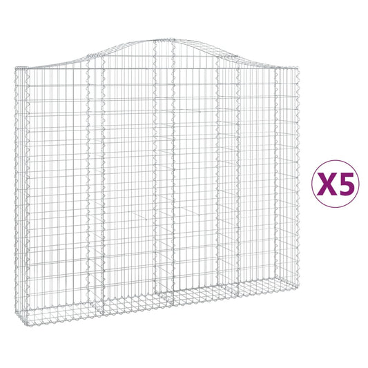 Arched Gabion Baskets 5 pcs 200x30x160/180 cm Galvanised Iron Arched Gabion Baskets 5 pcs 200x30x160/180 cm Galvanised Iron