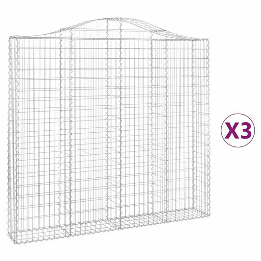 Arched Gabion Baskets 3 pcs 200x30x180/200 cm Galvanised Iron Arched Gabion Baskets 3 pcs 200x30x180/200 cm Galvanised Iron