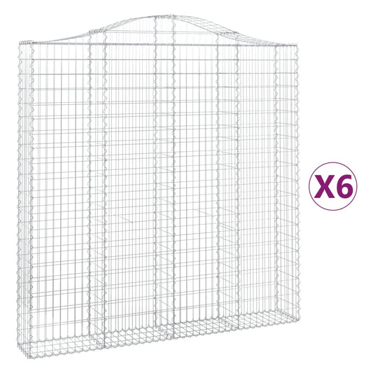 Arched Gabion Baskets 6 pcs 200x30x200/220 cm Galvanised Iron Arched Gabion Baskets 6 pcs 200x30x200/220 cm Galvanised Iron