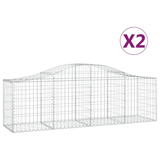Arched Gabion Baskets 2 pcs 200x50x60/80 cm Galvanised Iron Arched Gabion Baskets 2 pcs 200x50x60/80 cm Galvanised Iron