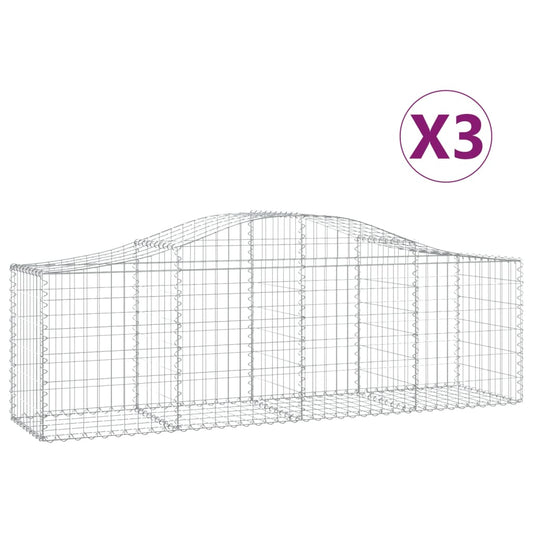 Arched Gabion Baskets 3 pcs 200x50x60/80 cm Galvanised Iron Arched Gabion Baskets 3 pcs 200x50x60/80 cm Galvanised Iron