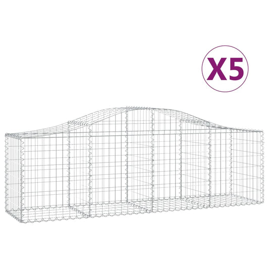 Arched Gabion Baskets 5 pcs 200x50x60/80 cm Galvanised Iron Arched Gabion Baskets 5 pcs 200x50x60/80 cm Galvanised Iron