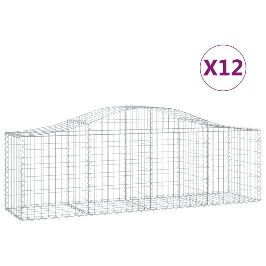 Arched Gabion Baskets 12 pcs 200x50x60/80 cm Galvanised Iron Arched Gabion Baskets 12 pcs 200x50x60/80 cm Galvanised Iron