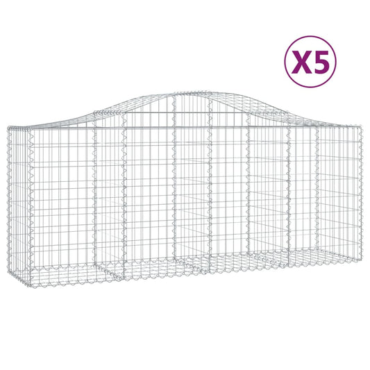 Arched Gabion Baskets 5 pcs 200x50x80/100 cm Galvanised Iron Arched Gabion Baskets 5 pcs 200x50x80/100 cm Galvanised Iron