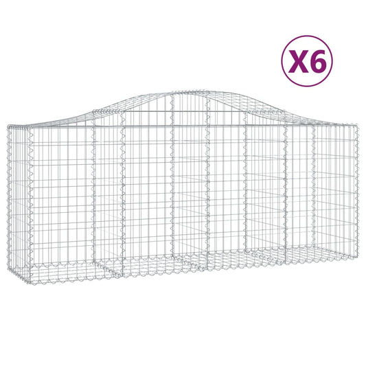 Arched Gabion Baskets 6 pcs 200x50x80/100 cm Galvanised Iron Arched Gabion Baskets 6 pcs 200x50x80/100 cm Galvanised Iron