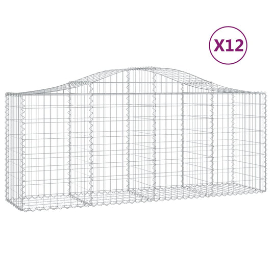 Arched Gabion Baskets 12 pcs 200x50x80/100 cm Galvanised Iron Arched Gabion Baskets 12 pcs 200x50x80/100 cm Galvanised Iron