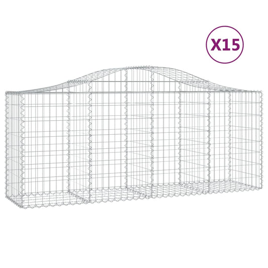 Arched Gabion Baskets 15 pcs 200x50x80/100 cm Galvanised Iron Arched Gabion Baskets 15 pcs 200x50x80/100 cm Galvanised Iron