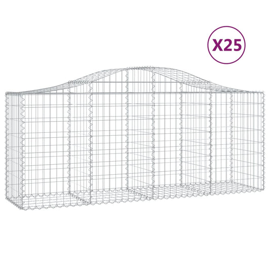 Arched Gabion Baskets 25 pcs 200x50x80/100 cm Galvanised Iron Arched Gabion Baskets 25 pcs 200x50x80/100 cm Galvanised Iron