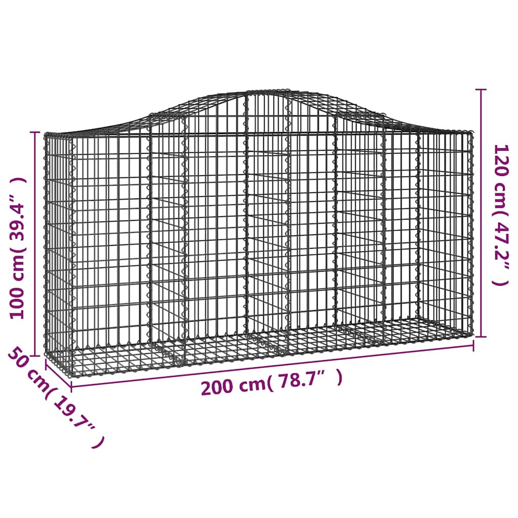 Arched Gabion Baskets 8 pcs 200x50x100/120 cm Galvanised Iron