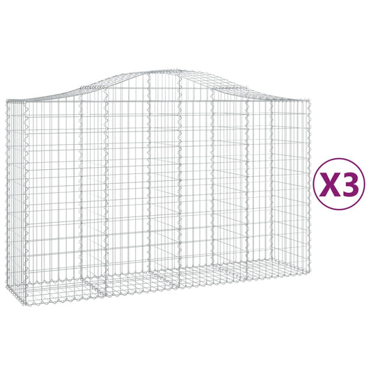 Arched Gabion Baskets 3 pcs 200x50x120/140 cm Galvanised Iron Arched Gabion Baskets 3 pcs 200x50x120/140 cm Galvanised Iron