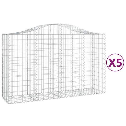 Arched Gabion Baskets 5 pcs 200x50x120/140 cm Galvanised Iron Arched Gabion Baskets 5 pcs 200x50x120/140 cm Galvanised Iron