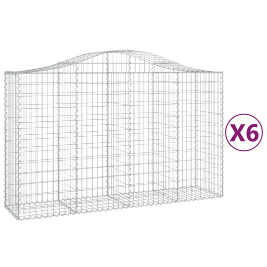 Arched Gabion Baskets 6 pcs 200x50x120/140 cm Galvanised Iron Arched Gabion Baskets 6 pcs 200x50x120/140 cm Galvanised Iron