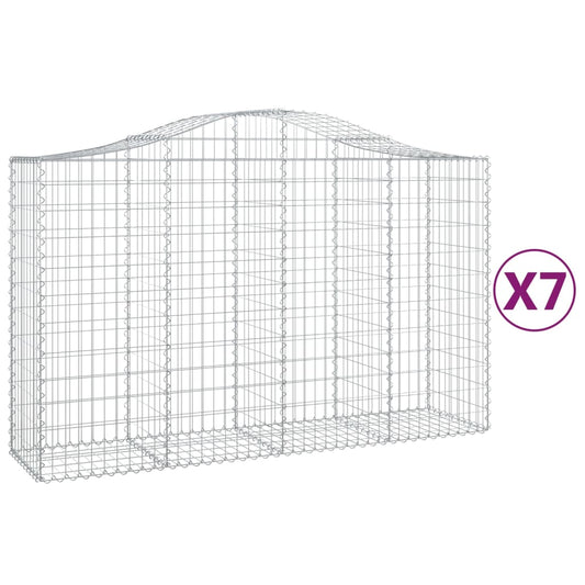 Arched Gabion Baskets 7 pcs 200x50x120/140 cm Galvanised Iron Arched Gabion Baskets 7 pcs 200x50x120/140 cm Galvanised Iron
