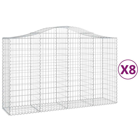Arched Gabion Baskets 8 pcs 200x50x120/140 cm Galvanised Iron Arched Gabion Baskets 8 pcs 200x50x120/140 cm Galvanised Iron