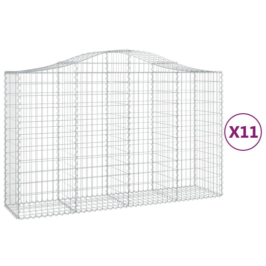 Arched Gabion Baskets 11 pcs 200x50x120/140 cm Galvanised Iron Arched Gabion Baskets 11 pcs 200x50x120/140 cm Galvanised Iron