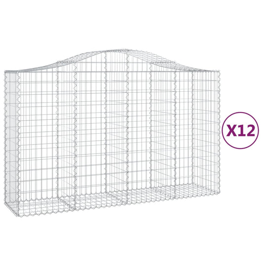 Arched Gabion Baskets 12 pcs 200x50x120/140 cm Galvanised Iron Arched Gabion Baskets 12 pcs 200x50x120/140 cm Galvanised Iron