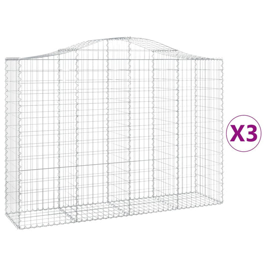 Arched Gabion Baskets 3 pcs 200x50x140/160 cm Galvanised Iron Arched Gabion Baskets 3 pcs 200x50x140/160 cm Galvanised Iron
