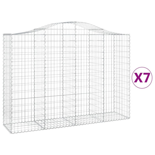 Arched Gabion Baskets 7 pcs 200x50x140/160 cm Galvanised Iron Arched Gabion Baskets 7 pcs 200x50x140/160 cm Galvanised Iron