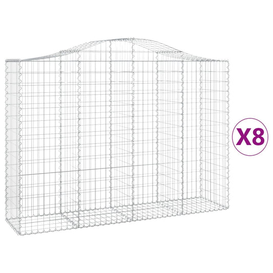 Arched Gabion Baskets 8 pcs 200x50x140/160 cm Galvanised Iron Arched Gabion Baskets 8 pcs 200x50x140/160 cm Galvanised Iron
