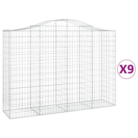 Arched Gabion Baskets 9 pcs 200x50x140/160 cm Galvanised Iron Arched Gabion Baskets 9 pcs 200x50x140/160 cm Galvanised Iron