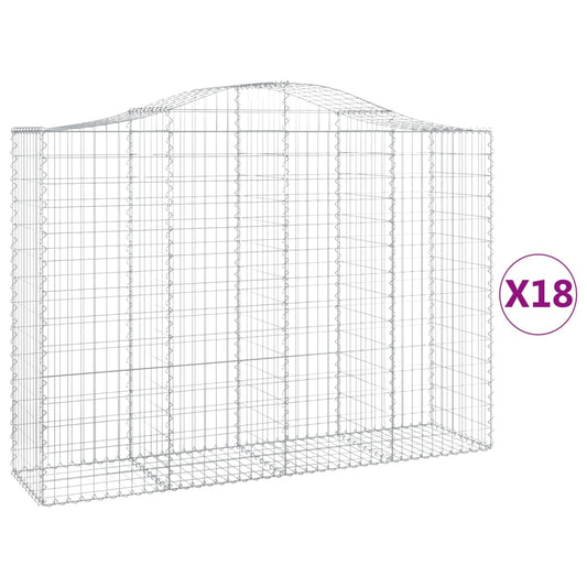 Arched Gabion Baskets 18 pcs 200x50x140/160 cm Galvanised Iron Arched Gabion Baskets 18 pcs 200x50x140/160 cm Galvanised Iron