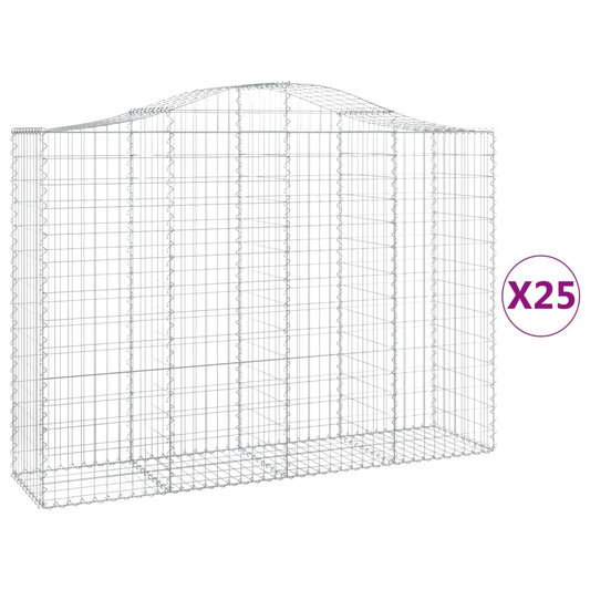 Arched Gabion Baskets 25 pcs 200x50x140/160 cm Galvanised Iron Arched Gabion Baskets 25 pcs 200x50x140/160 cm Galvanised Iron