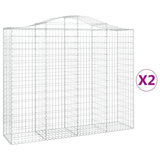 Arched Gabion Baskets 2 pcs 200x50x160/180 cm Galvanised Iron Arched Gabion Baskets 2 pcs 200x50x160/180 cm Galvanised Iron