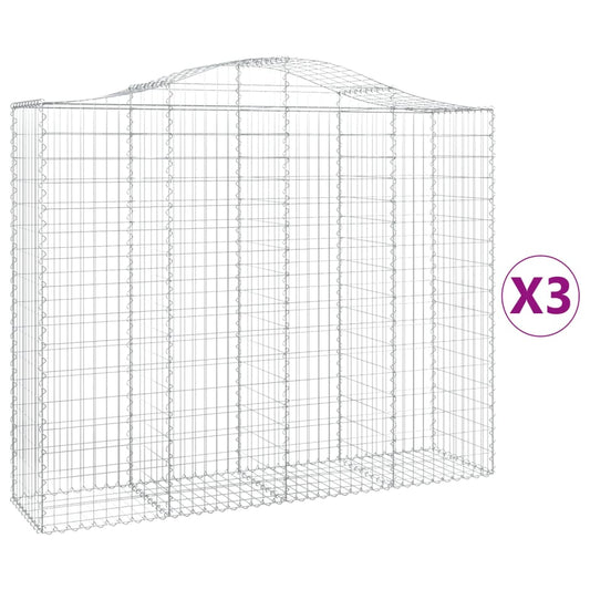 Arched Gabion Baskets 3 pcs 200x50x160/180 cm Galvanised Iron Arched Gabion Baskets 3 pcs 200x50x160/180 cm Galvanised Iron
