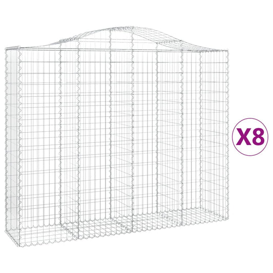 Arched Gabion Baskets 8 pcs 200x50x160/180 cm Galvanised Iron Arched Gabion Baskets 8 pcs 200x50x160/180 cm Galvanised Iron