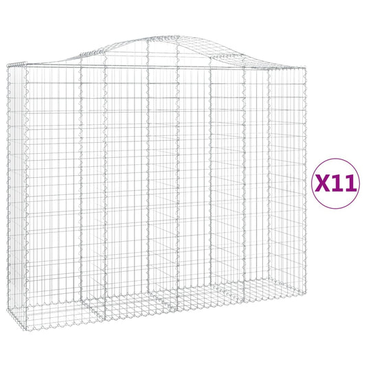 Arched Gabion Baskets 11 pcs 200x50x160/180 cm Galvanised Iron Arched Gabion Baskets 11 pcs 200x50x160/180 cm Galvanised Iron