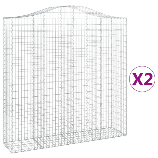 Arched Gabion Baskets 2 pcs 200x50x200/220 cm Galvanised Iron Arched Gabion Baskets 2 pcs 200x50x200/220 cm Galvanised Iron