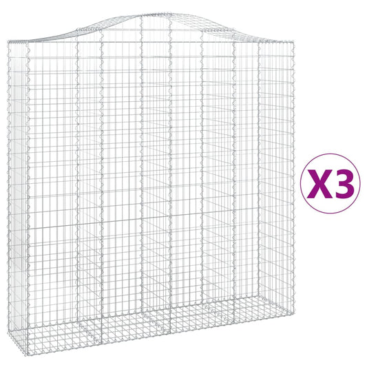 Arched Gabion Baskets 3 pcs 200x50x200/220 cm Galvanised Iron Arched Gabion Baskets 3 pcs 200x50x200/220 cm Galvanised Iron