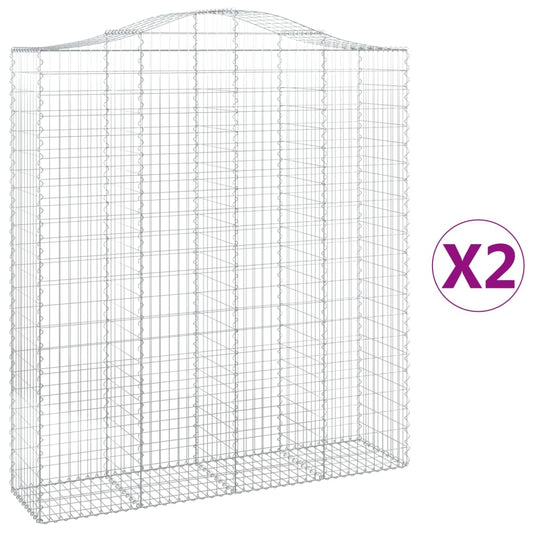 Arched Gabion Baskets 2 pcs 200x50x220/240 cm Galvanised Iron Arched Gabion Baskets 2 pcs 200x50x220/240 cm Galvanised Iron