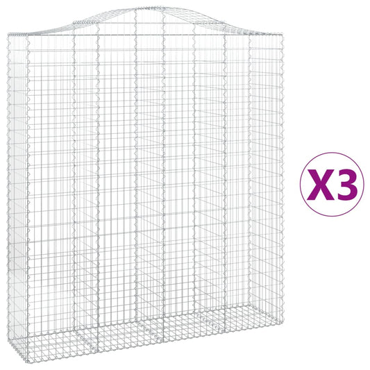 Arched Gabion Baskets 3 pcs 200x50x220/240 cm Galvanised Iron Arched Gabion Baskets 3 pcs 200x50x220/240 cm Galvanised Iron