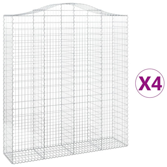 Arched Gabion Baskets 4 pcs 200x50x220/240 cm Galvanised Iron Arched Gabion Baskets 4 pcs 200x50x220/240 cm Galvanised Iron