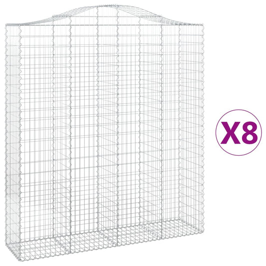Arched Gabion Baskets 8 pcs 200x50x220/240 cm Galvanised Iron Arched Gabion Baskets 8 pcs 200x50x220/240 cm Galvanised Iron